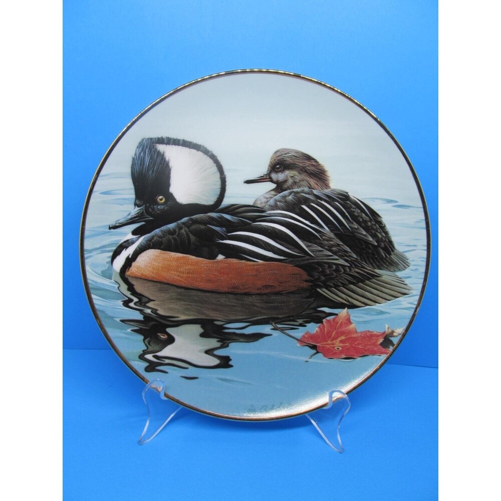 American Waterbirds "Hooded Mergansers" By Artist Rod Lawrence Plate #4743 VGC